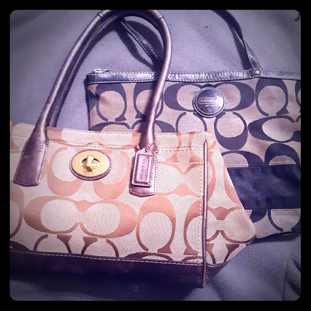 2 Coach purses.  Signature C one brown and one nol